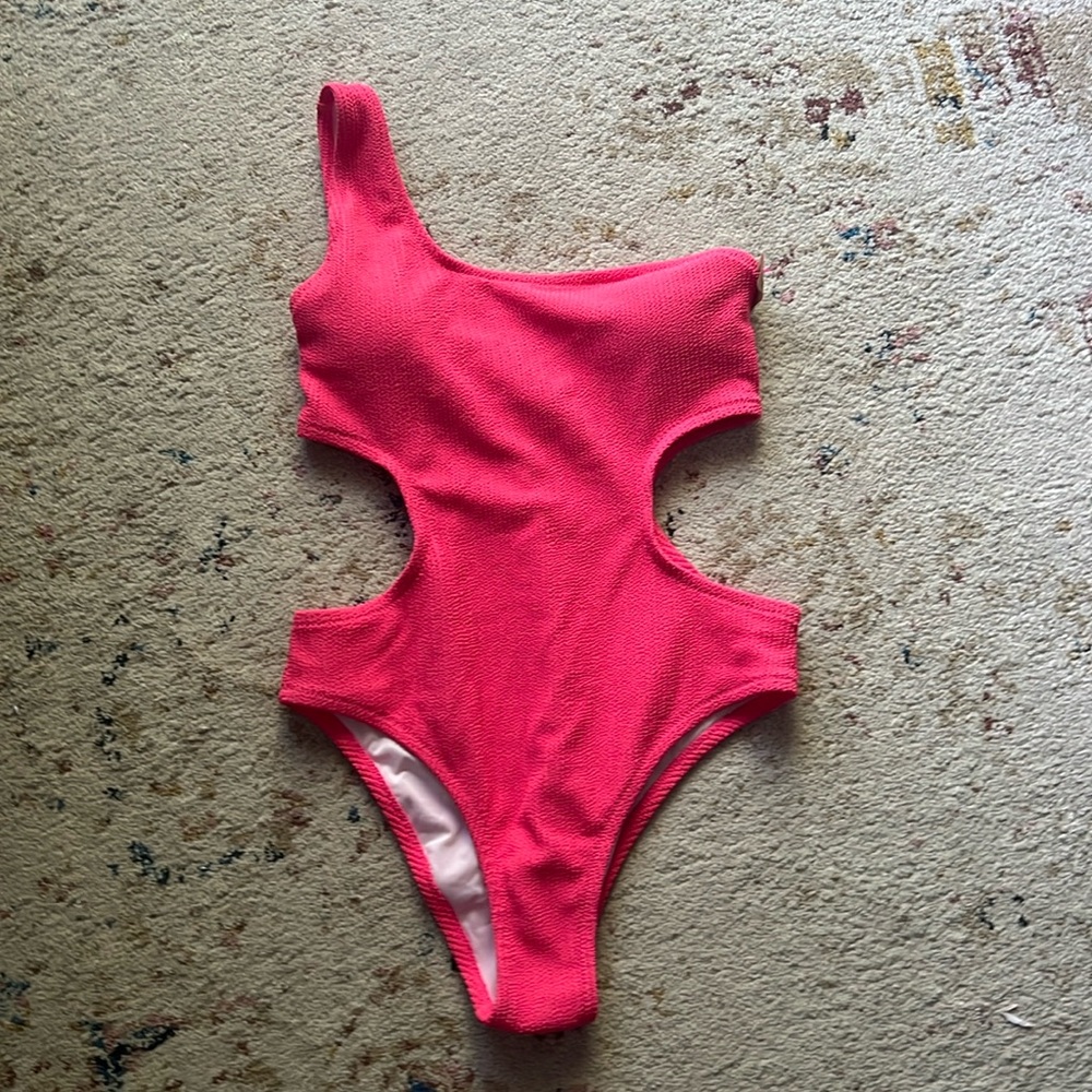 Gorgeous cutout hot pink one piece bathing suit Large VS Pink